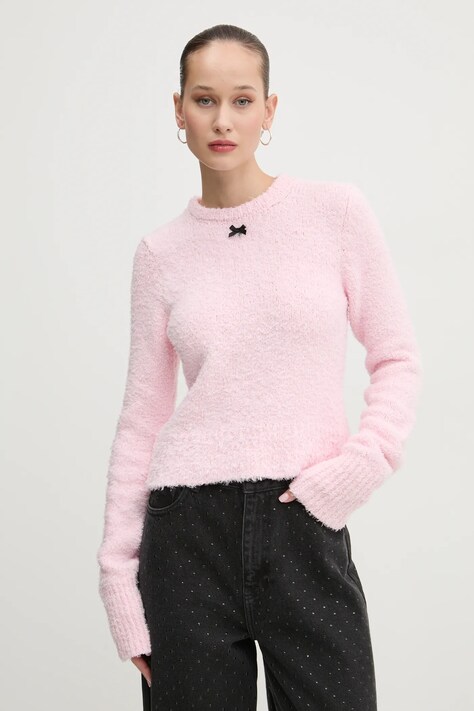 Rotate sweter bawełniany kolor różowy  1139481011
