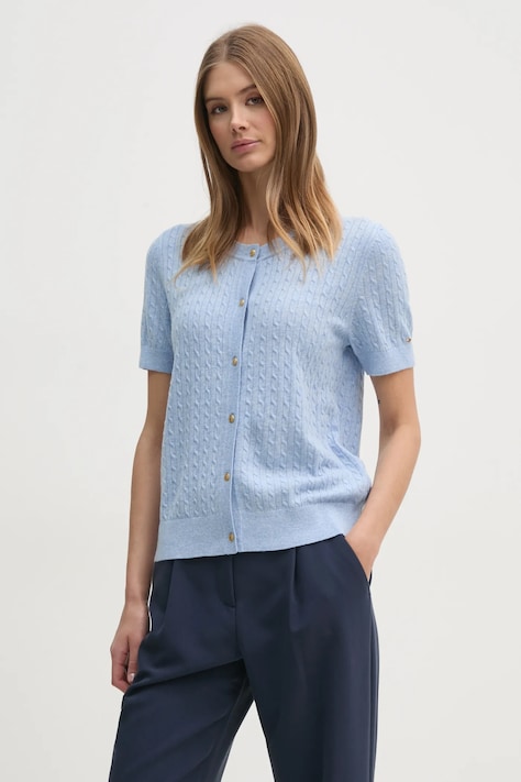 Tommy Hilfiger kardigan wełniany kolor niebieski lekki WW0WW43958