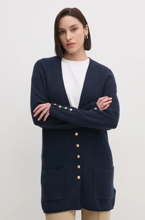 Tommy Hilfiger cardigan din lână culoarea bleumarin, WW0WW43962