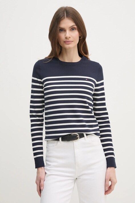 Tommy Hilfiger sweter damski kolor granatowy lekki WW0WW44984