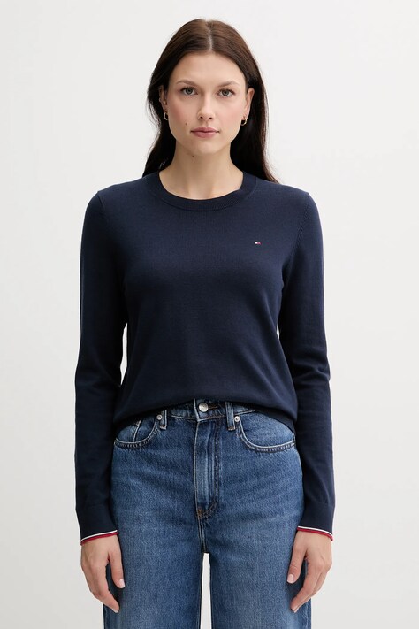 Tommy Hilfiger pulover culoarea bleumarin, light, WW0WW44984