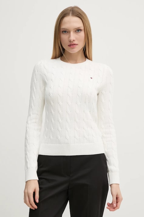 Pamučni pulover Tommy Hilfiger boja: bež, lagani, WW0WW45207