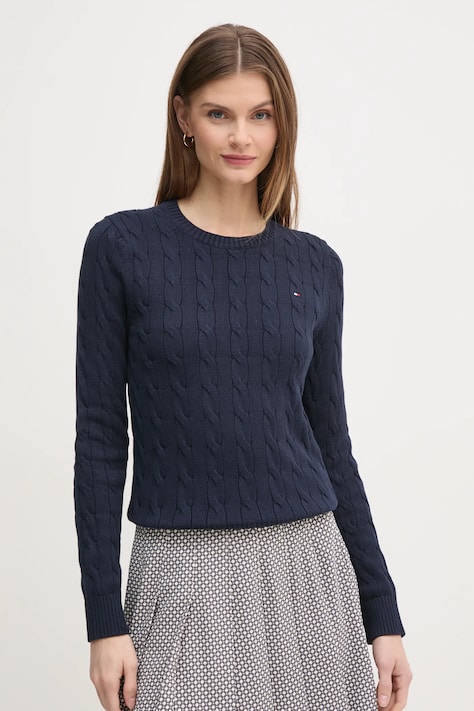 Tommy Hilfiger sweter bawełniany kolor granatowy lekki WW0WW45207