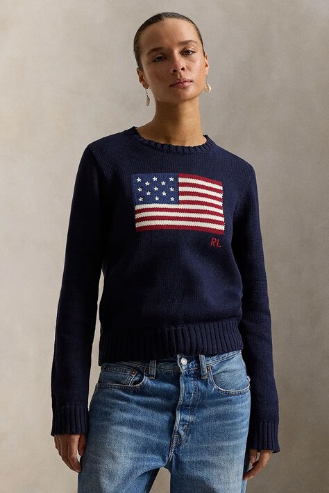 Polo Ralph Lauren Bavlněný svetr Polo Ralph Lauren dámský, tmavomodrá barva, 211896939