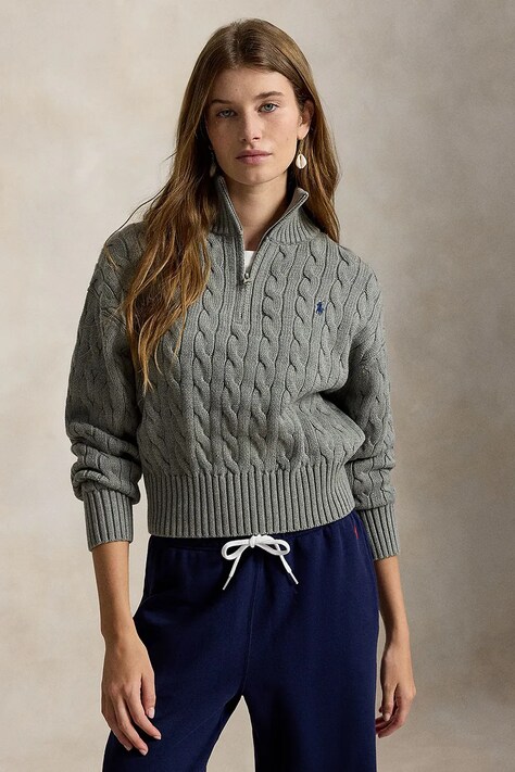 Polo Ralph Lauren svetr bavlněný dámský šedý 211963467