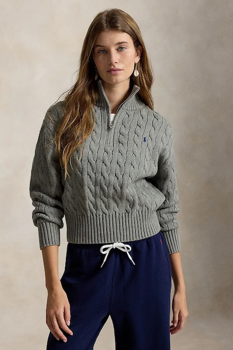 Polo Ralph Lauren svetr bavlněný dámský šedý 211963467