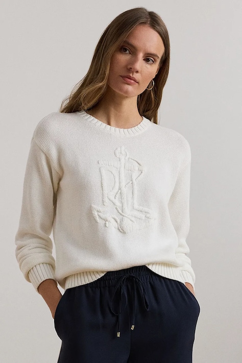 Памучен пуловер Lauren Ralph Lauren в бяло  200957565
