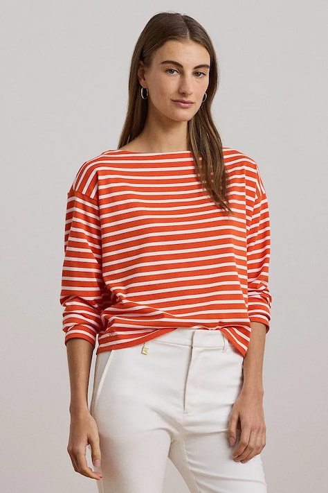 Lauren Ralph Lauren pulover de bumbac culoarea portocaliu, 200957604