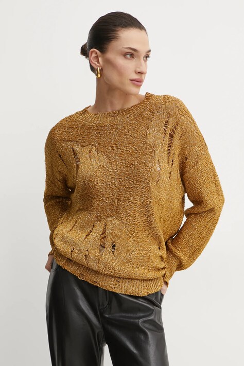 Pinko pulover femei, culoarea auriu, 104748 A2FO
