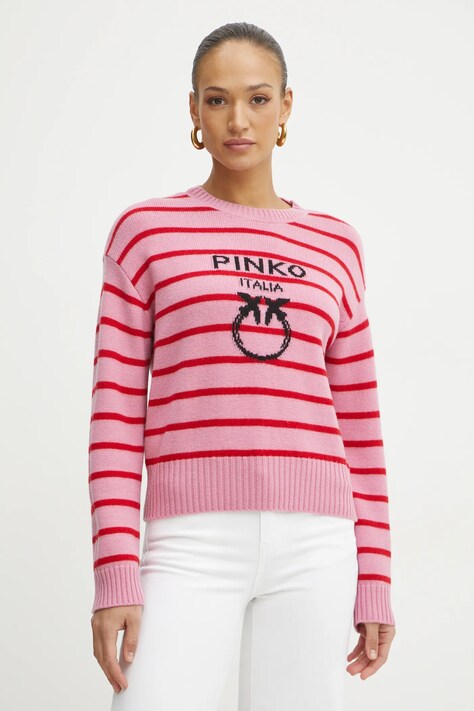 Pinko pulover de lana femei, culoarea roz, 104679 A2EV
