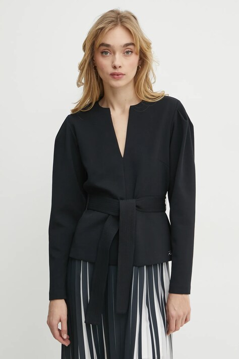 Karl Lagerfeld bluză femei, culoarea negru, uni, A1W20047