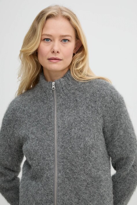 Вълнена жилетка Samsoe Samsoe SAJEANNE в сиво F24400072