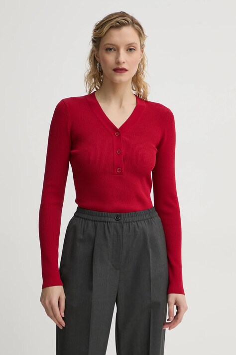 Samsoe Samsoe pulover SALEONORE femei, culoarea rosu, F24400089