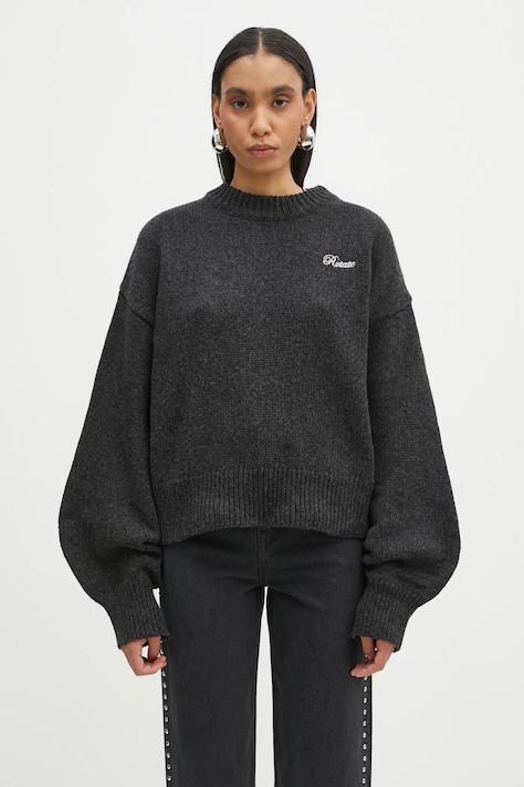 Πουλόβερ από μαλλί μερινό Rotate χρώμα: μαύρο, 1133771745