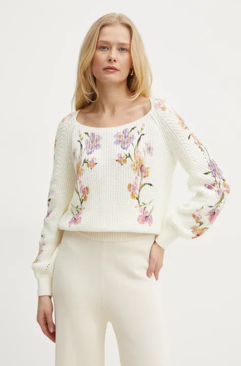 Twinset sweter bawełniany kolor beżowy 251TP3642