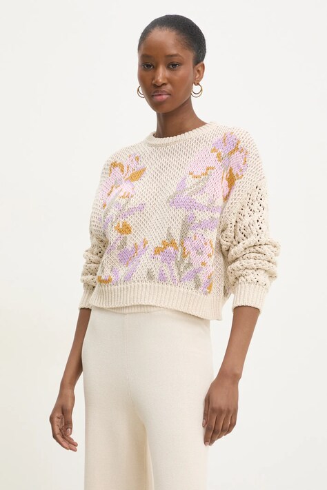 Twinset sweter bawełniany kolor beżowy 251TP3611