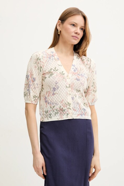 Twinset kardigan bawełniany damski kolor beżowy lekki 251TT3320