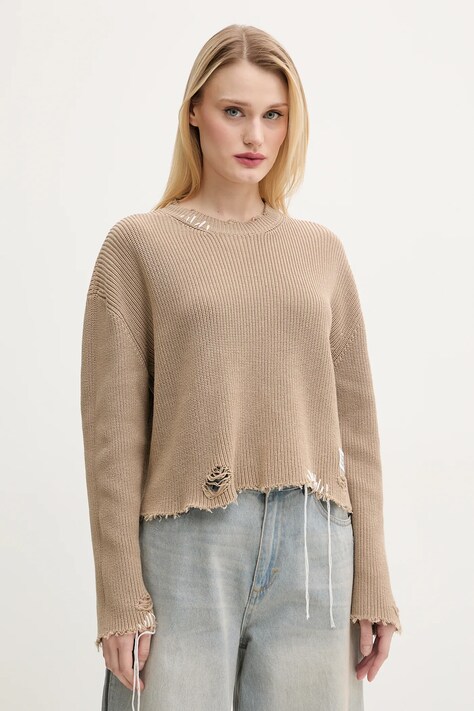 MM6 Maison Margiela pulover de bumbac femei, culoarea bej, S52HL0036