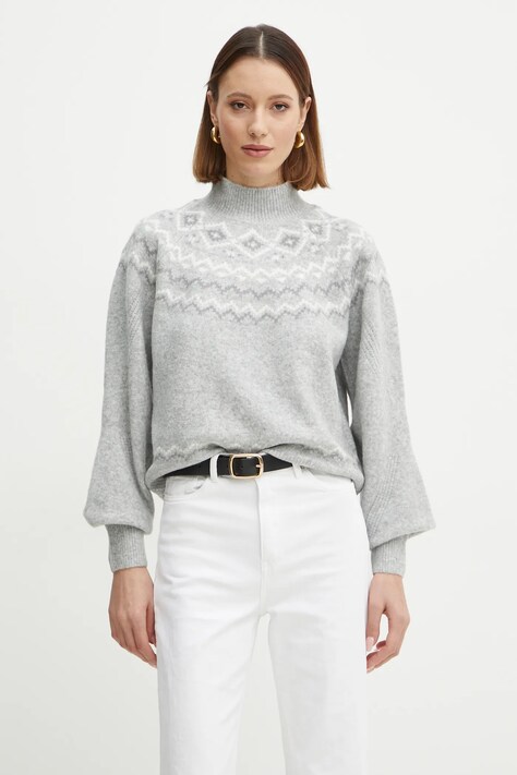 Guess pulóver meleg, női, szürke, félgarbó nyakú, W4PR0Z Z3LQ0