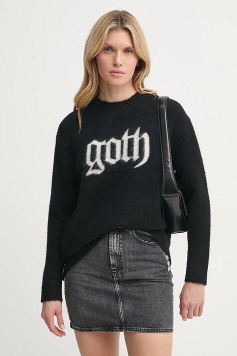Vlněný svetr AllSaints GOTH dámský, černá barva, W079KB