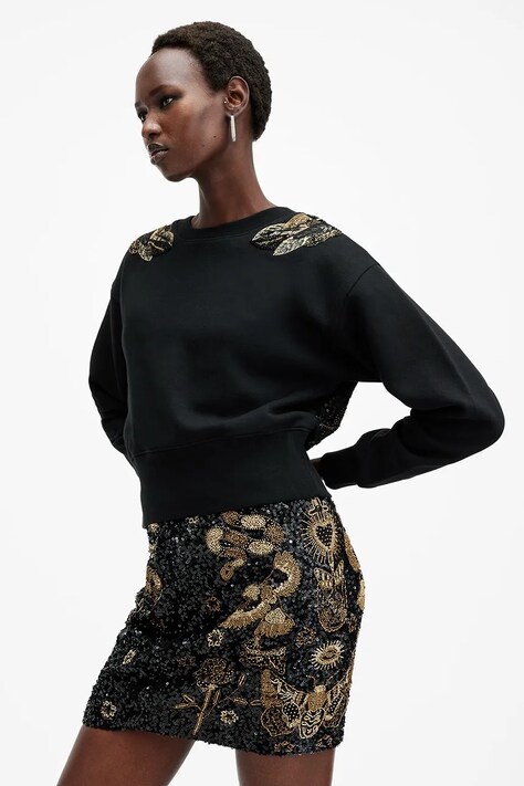 Суичър AllSaints SEPARO в черно с апликация W085JB