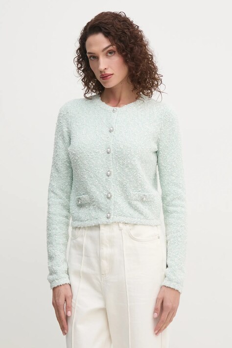 Guess kardigan DOROTHY damski kolor turkusowy lekki W5RR20 Z3L21
