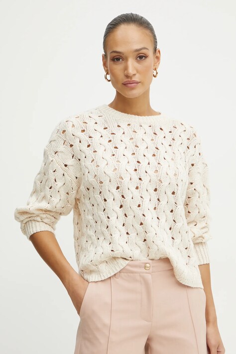 Guess pulover TAWNYA femei, culoarea bej, călduros, W5RR77 Z3J20
