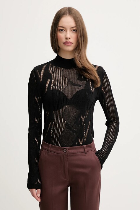 Свитер Sisley цвет чёрный лёгкое с полугольфом 1MNPM2023