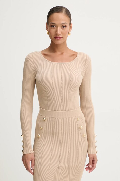 Пуловер Marciano Guess GRACE дамски в бежово от лека материя 5RGR26 5810Z