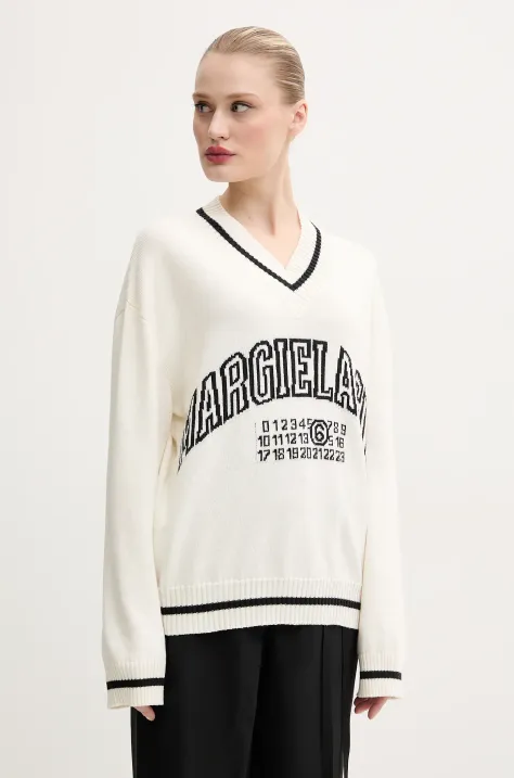 Свитер с примесью шерсти MM6 Maison Margiela женский цвет бежевый  S52HN0009.M13085