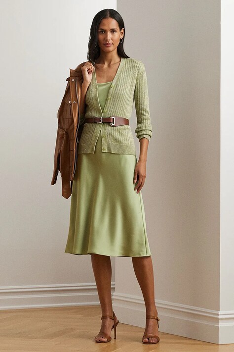 Lauren Ralph Lauren cardigan cu amestec de in femei, culoarea verde, 200963627