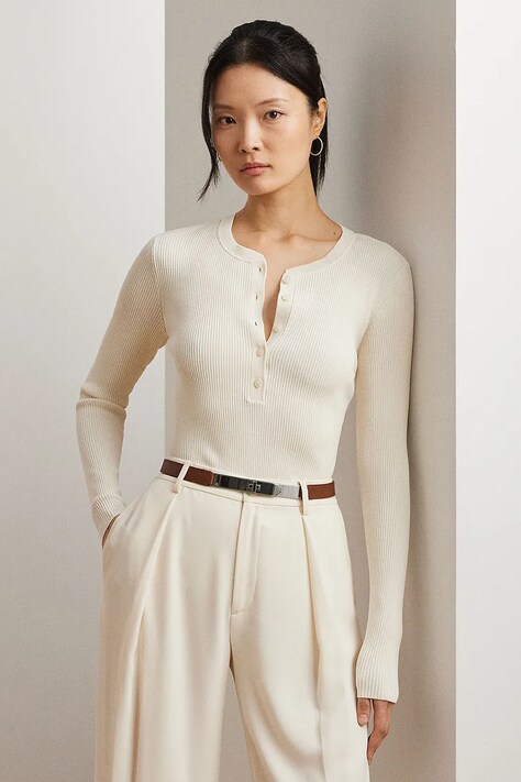 Svetr Lauren Ralph Lauren dámský, béžová barva, lehký, 200963629