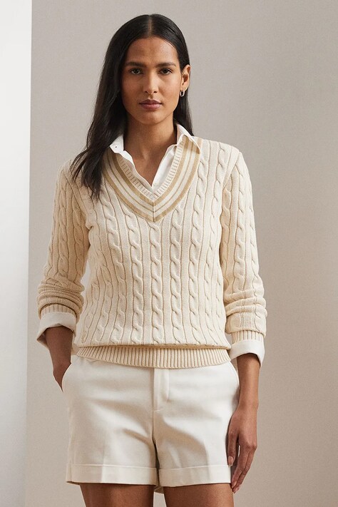 Lauren Ralph Lauren sweter bawełniany damski kolor beżowy 200963658