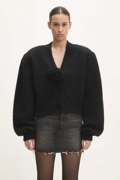Rotate cardigan din lana Knit Cropped culoarea negru, călduros, 114016100