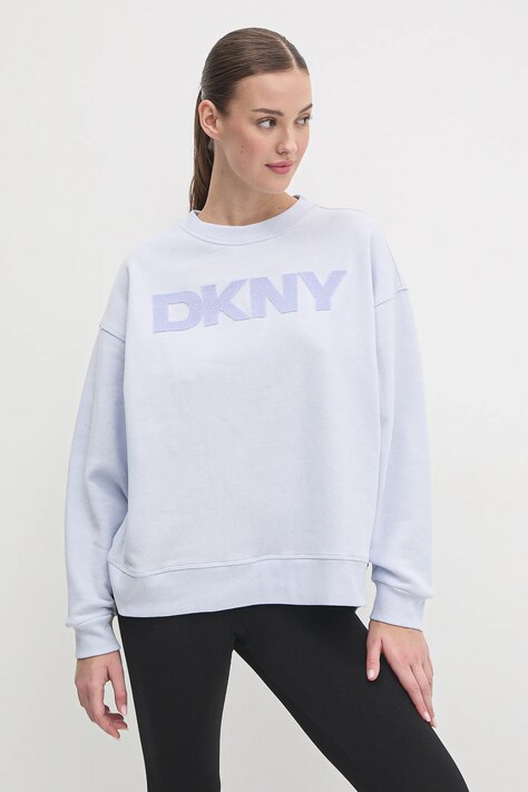 Mikina Dkny dámská, modrá barva, s aplikací, DP5T1140