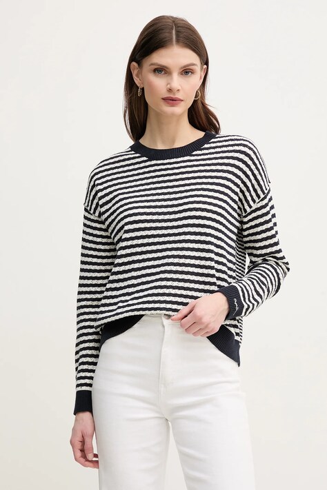 Pepe Jeans pulover POPPY femei, culoarea albastru marin, light, PL702278