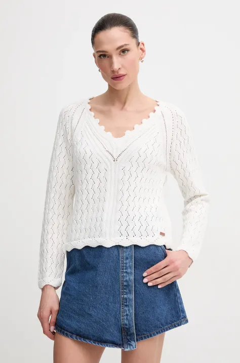 Памучен пуловер Pepe Jeans OLYA SWEATER дамски в бежово от лека материя PL702288