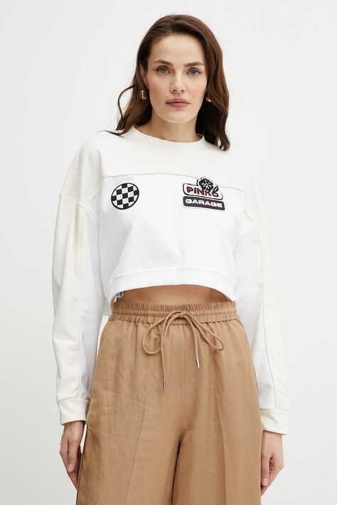 Pinko bluză culoarea alb, cu imprimeu, 105265 A2MD
