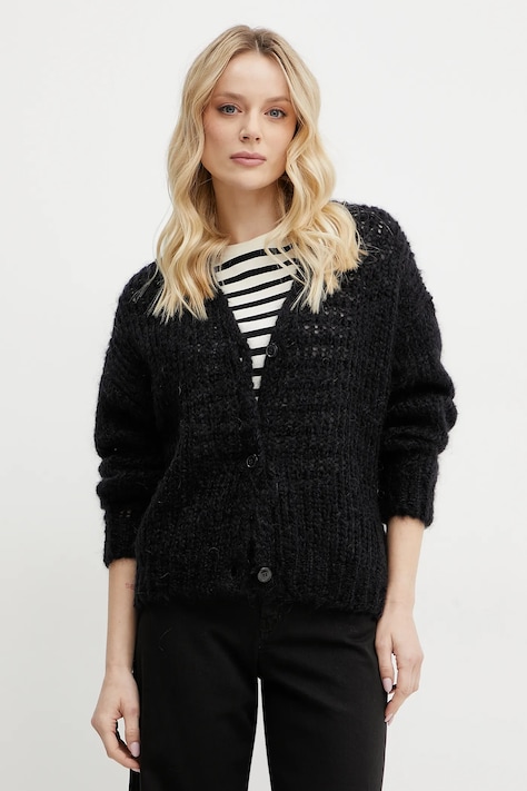 Vlnený kardigán Weekend Max Mara dámsky, čierna farba, 2515341031600