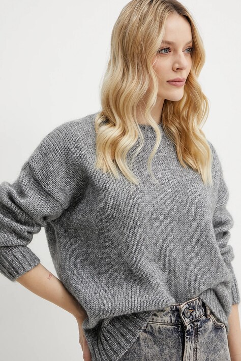 Weekend Max Mara sweter z domieszką wełny damski kolor szary 2515361091600