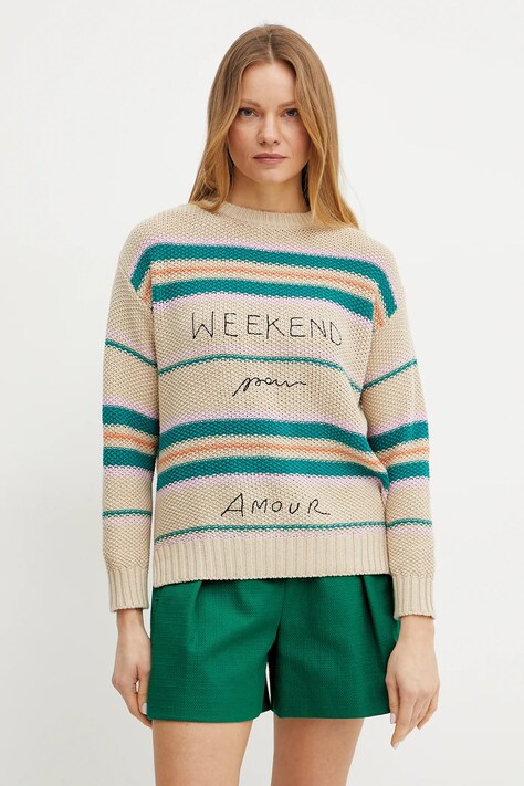 Weekend Max Mara pulover femei, culoarea bej, călduros, 2515361211600