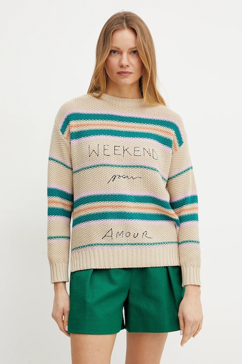 Weekend Max Mara sweter damski kolor beżowy ciepły 2515361211600