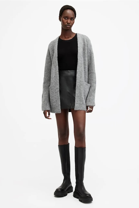 Vuneni kardigan AllSaints ZOE boja: siva, W048KB