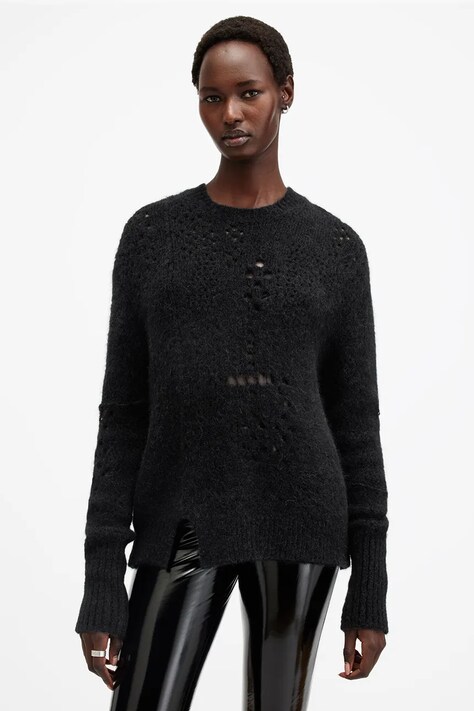 AllSaints pulover de lână WINNIE femei, culoarea negru, călduros, W111KB