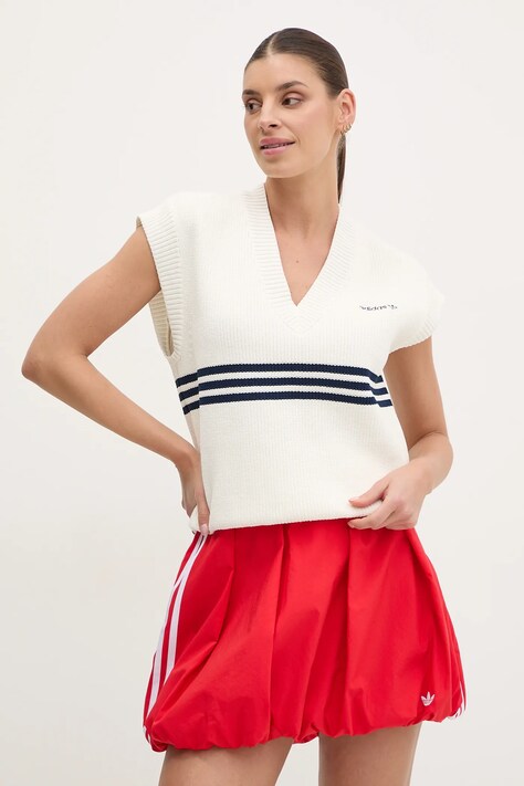 adidas Originals vesta KNITTED VEST femei, culoarea alb, JJ3486