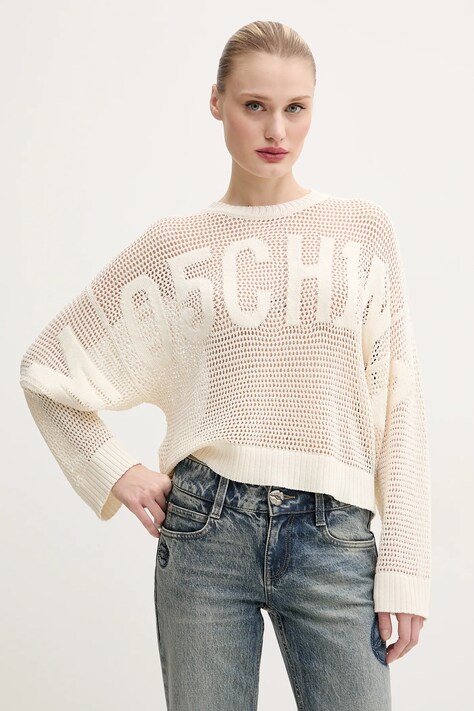Moschino Jeans pulover femei, culoarea bej, light, 0903 3701