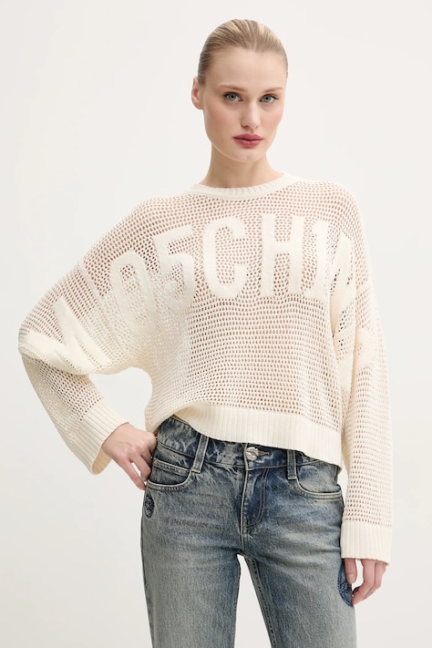 Светр Moschino Jeans жіночий колір бежевий легкий 0903 3701