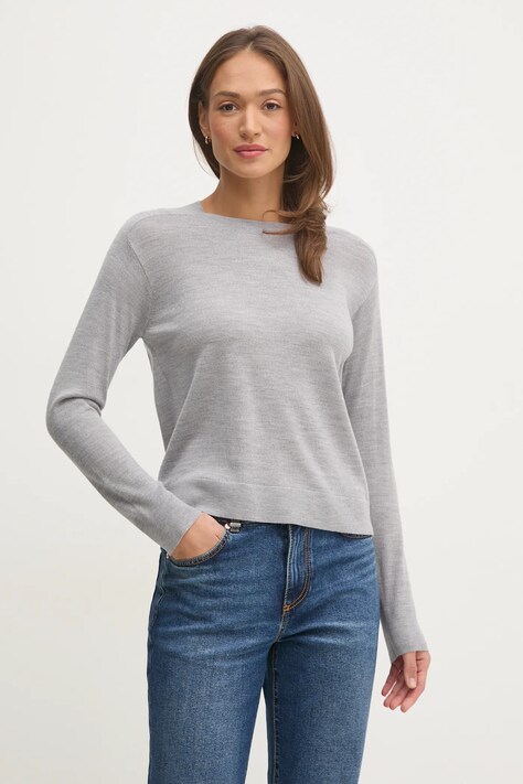 Μάλλινο πουλόβερ United Colors of Benetton γυναικείο, χρώμα: γκρι, 11AHD10CV
