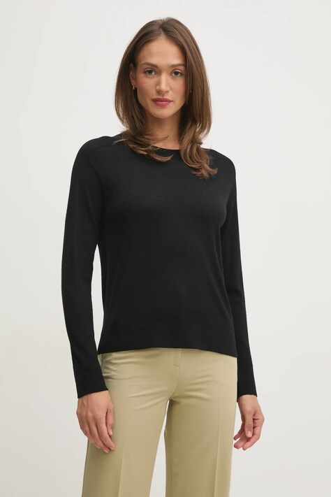Vuneni pulover United Colors of Benetton za žene, boja: crna, lagani, 11AHD10CV