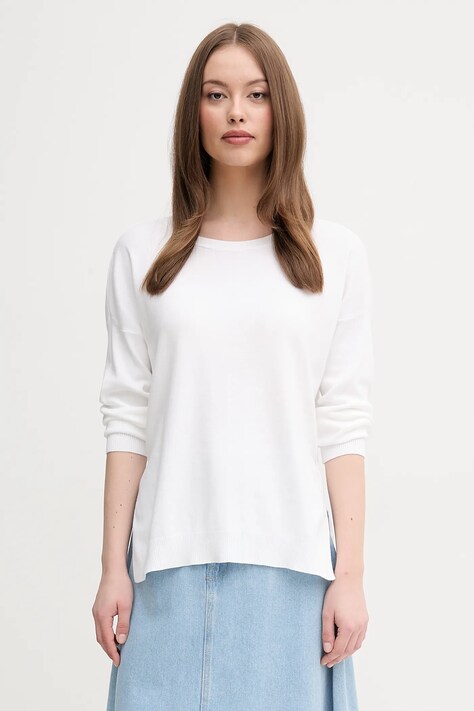 United Colors of Benetton pulover de bumbac femei, culoarea alb, light, 1091D10D7